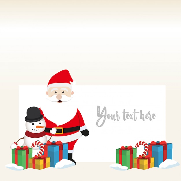 Vector lovely christmas snowman and santa clause background