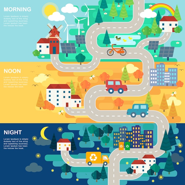 Lovely city road map in flat design