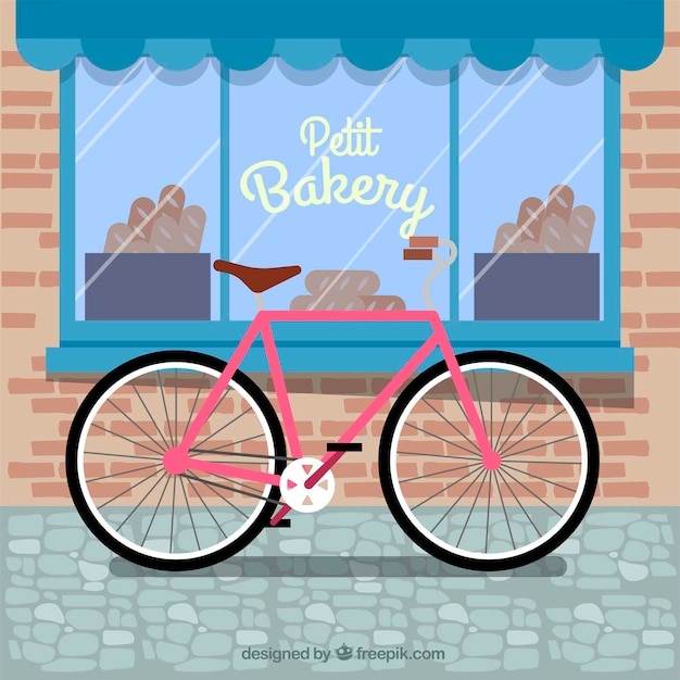 Прекрасная композиция с велосипедом и пекарней