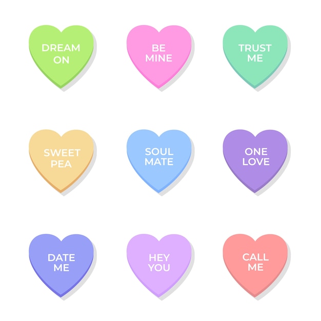 Vector lovely conversation hearts collection