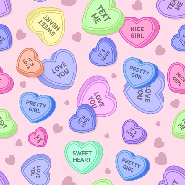 Vector lovely conversation hearts pattern