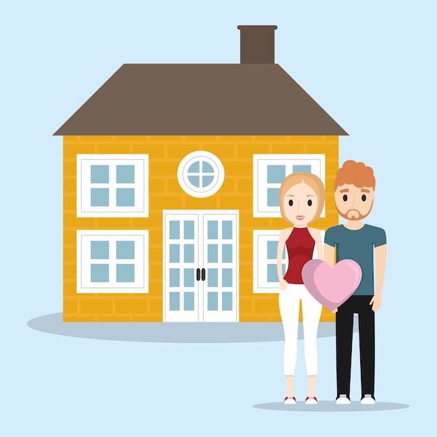 Lovely couple with home house