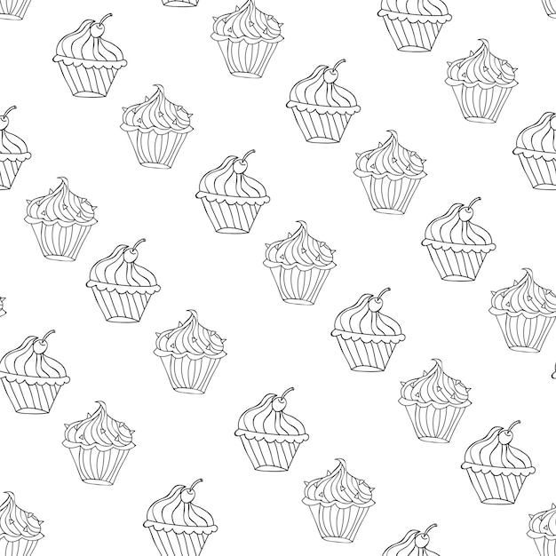 Lovely cupcake dessert seamless background vector design illustration