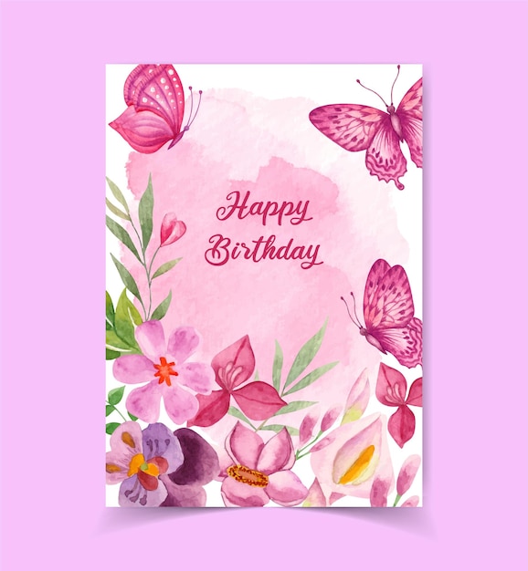 Vector lovely cute happy birthday card with floral decoration