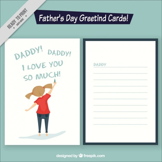 Vettore figlia bella scrittura day card messaggi del padre