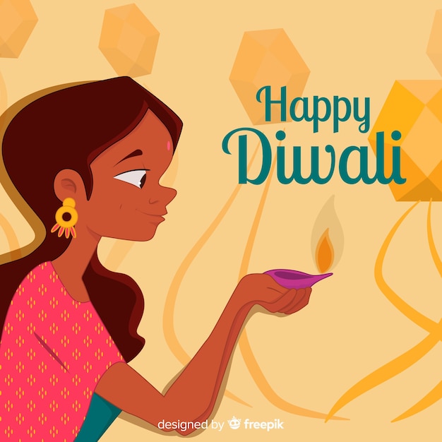 Vector lovely diwali background with flat design