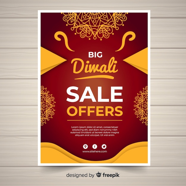 Vector lovely diwali sale flyer with flat design