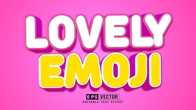 Lovely Emoji 3d редактируемый вектор текстового эффекта с фоном