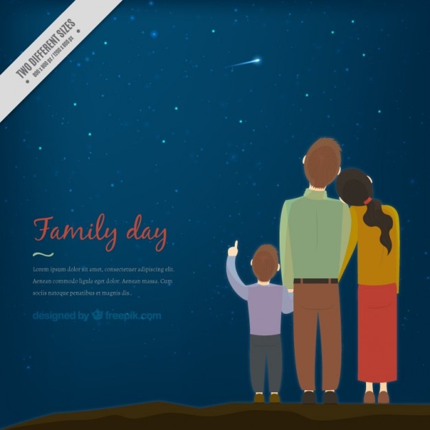 Lovely family looking up at the stars card