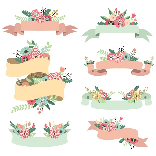 Vector lovely floral banners set