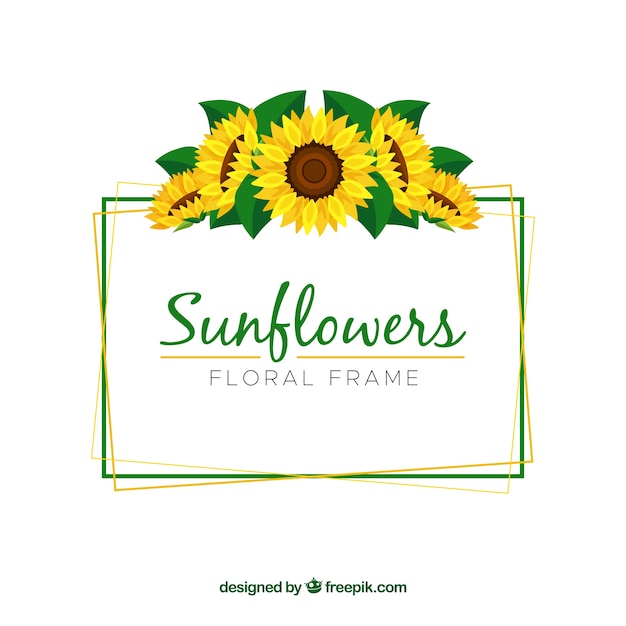 Vector lovely floral frame with sunflowers