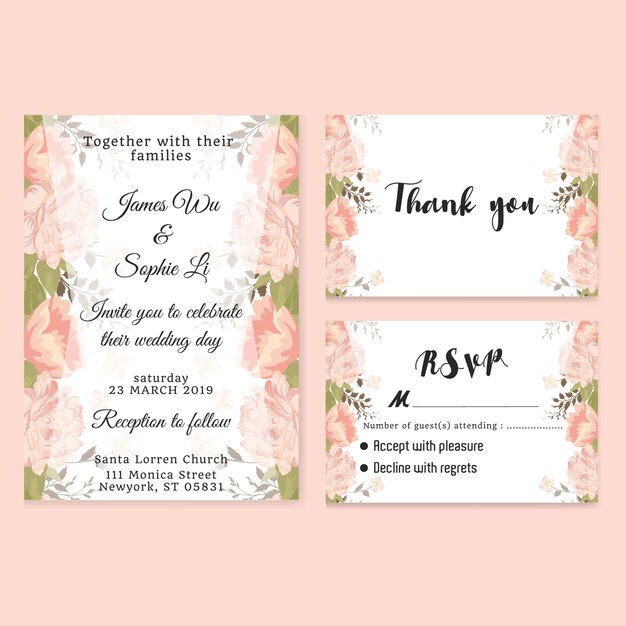 Vector lovely floral wedding invitation