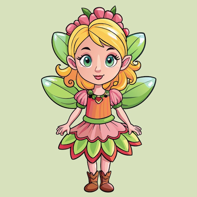 lovely flower fairy girl with blossoms cartoon vector