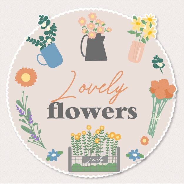 Vector lovely flowers stickers