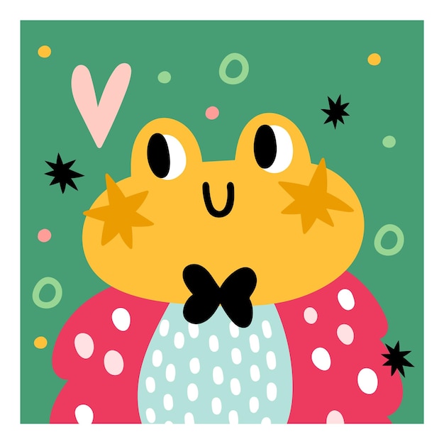 Lovely frog card Cute animal square print