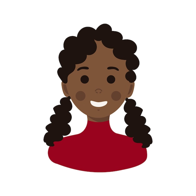 Lovely girl avatar of cute little curly girl vector Illustration