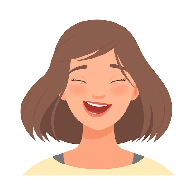 Vector lovely girl is laughing vector illustration on white background