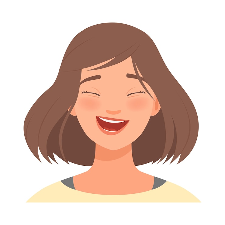 Vector lovely girl is laughing vector illustration on white background