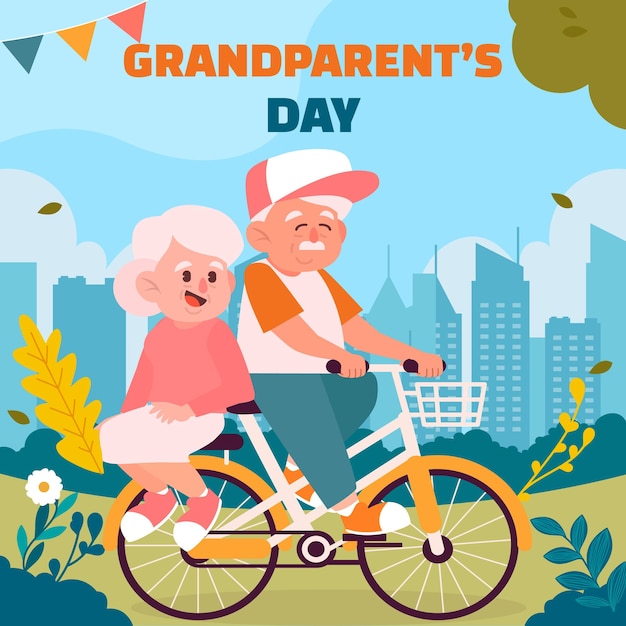lovely grandparents day composition with flat design