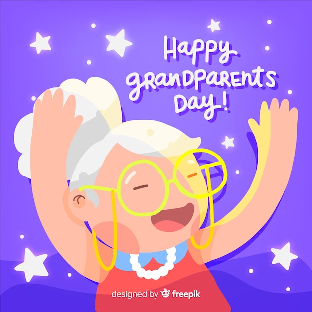 Lovely grandparents day composition with flat design