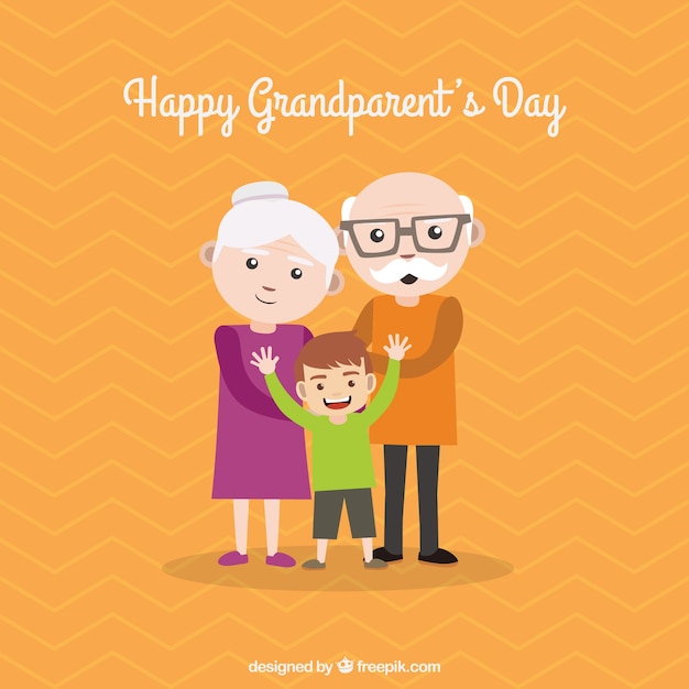 Lovely grandparents with their grandson