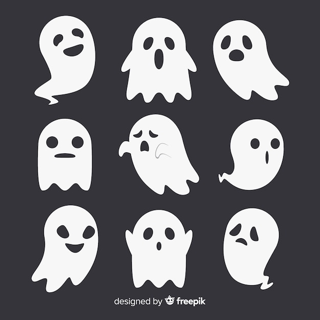 Bella collezione fantasma di halloween con design piatto