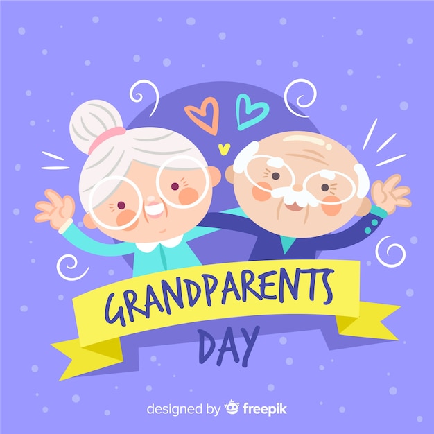 Composizione di giorno dei nonni disegnata a mano adorabile Vettore Premium