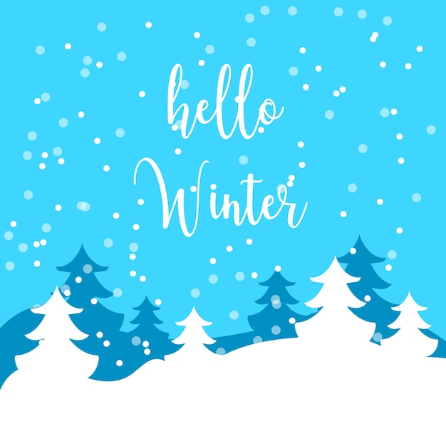 Vector lovely hand drawn hello winter composition