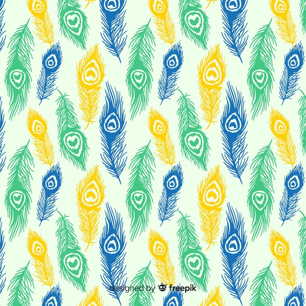 Lovely hand drawn peacock feather pattern