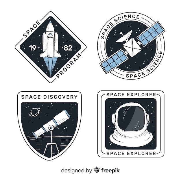 Vector lovely hand drawn space badge collection