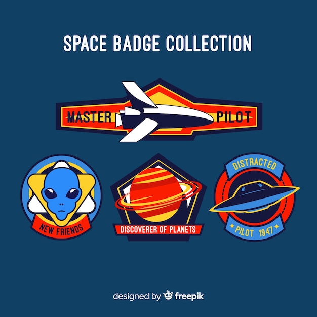 Vector lovely hand drawn space badge collection