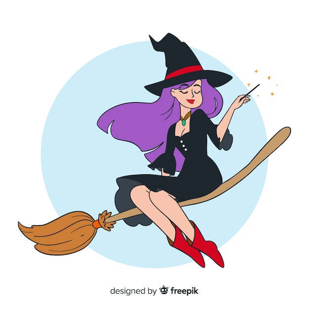 Lovely hand drawn witch character