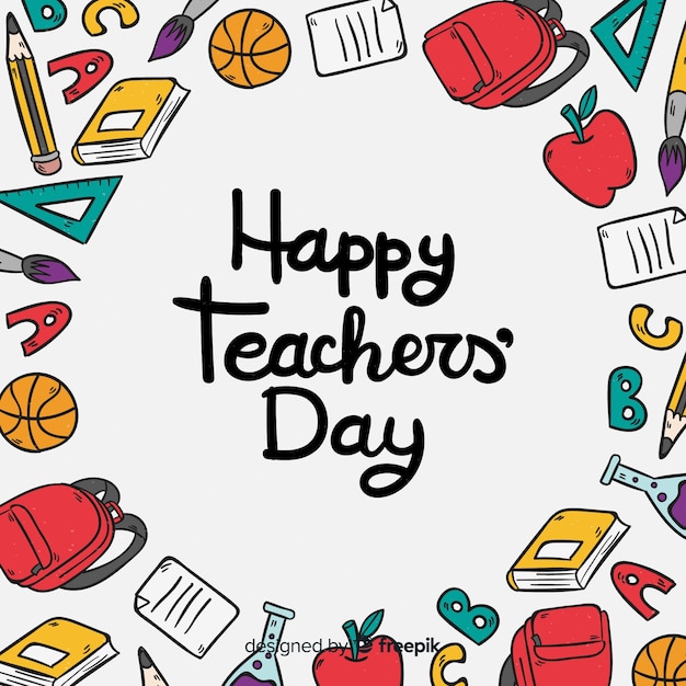 Vector lovely hand drawn world teachers' day composition