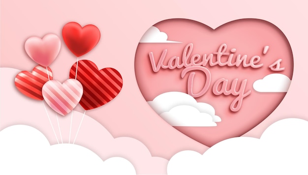 Lovely happy valentines day background with hearts premium vector