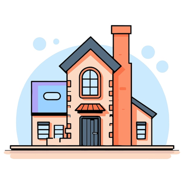 Vector lovely house in flat line art style