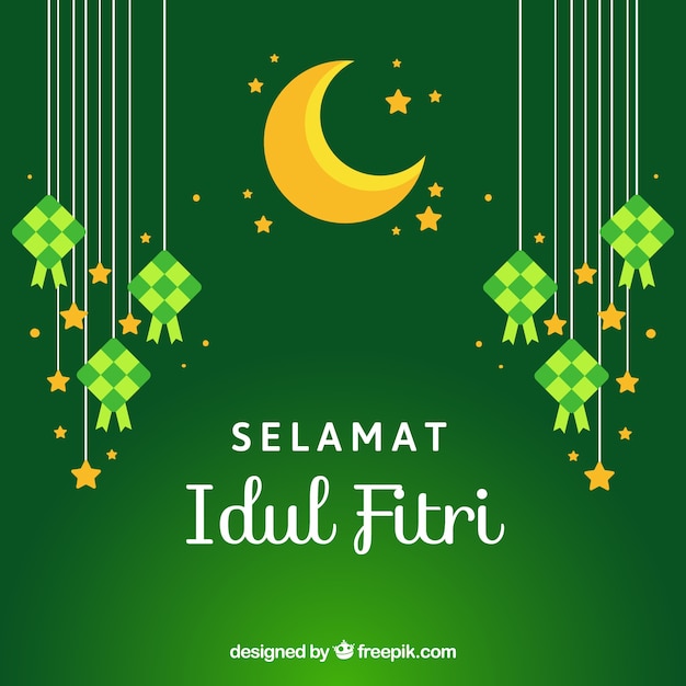 Lovely idul fitri background with flat design