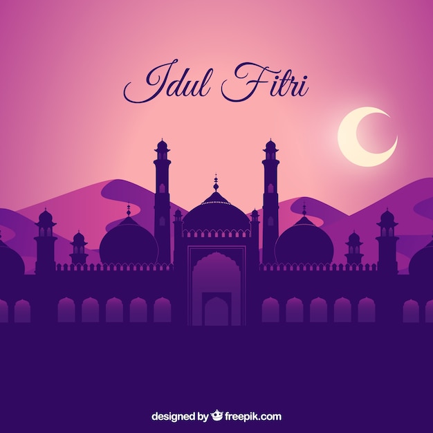 평면 디자인으로 사랑스러운 Idul Fitri 배경