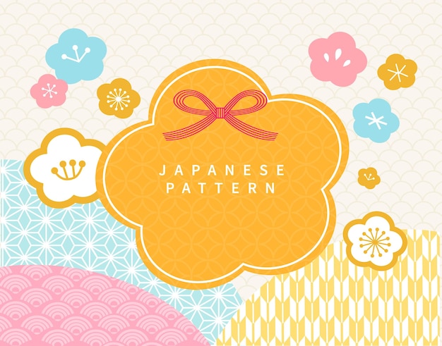 사랑스러운 일본식 그래픽 디자인 꽃 카드 배경 템플릿