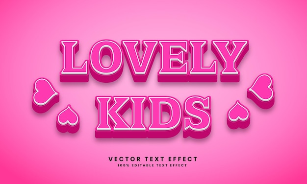 Lovely kids 3d vector editable text effect with background