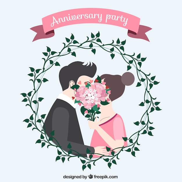 Lovely kiss of anniversary party