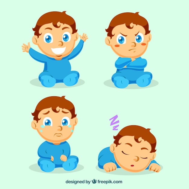 Vector lovely little boy with different expressions