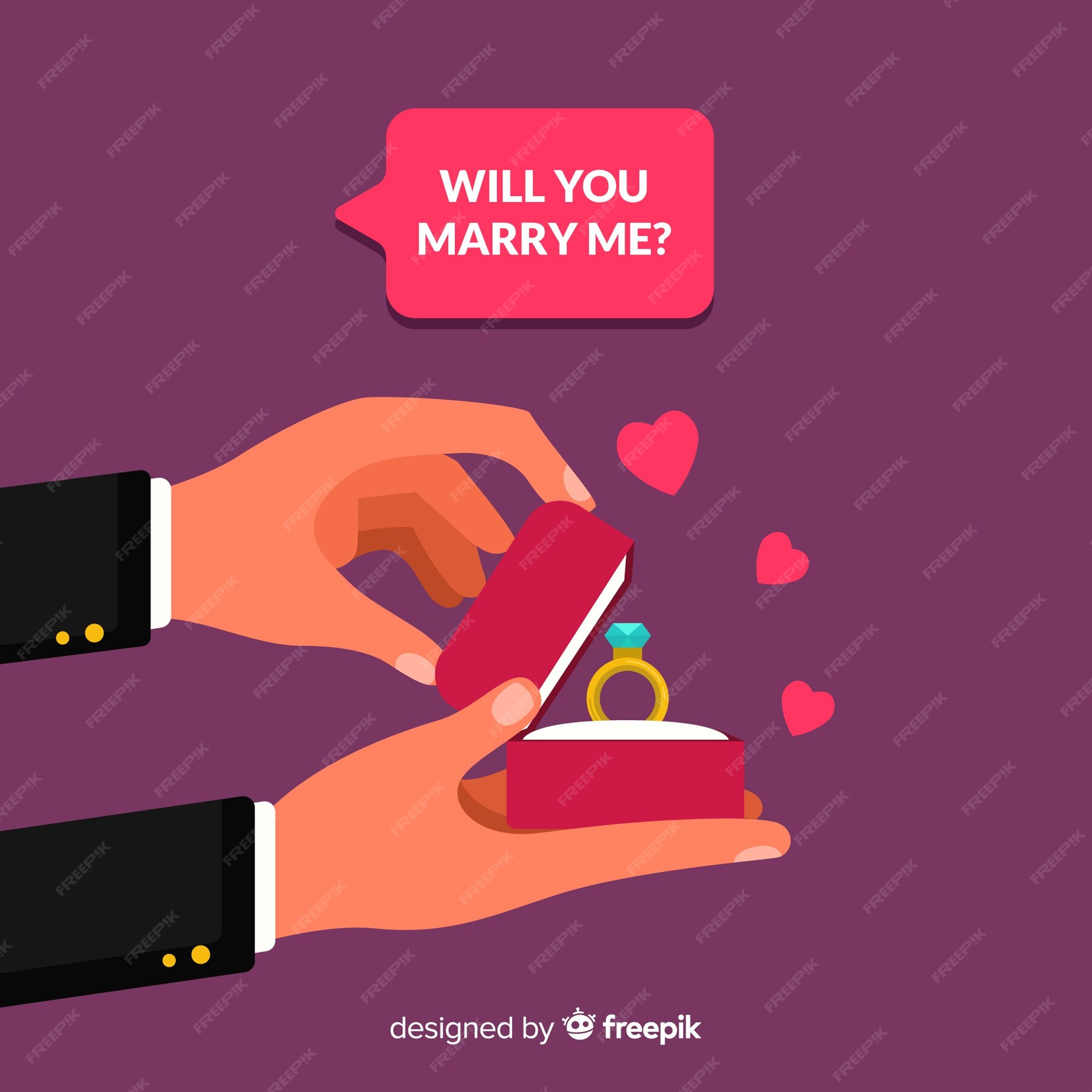 Premium Vector | Lovely marriage proposal with flat design