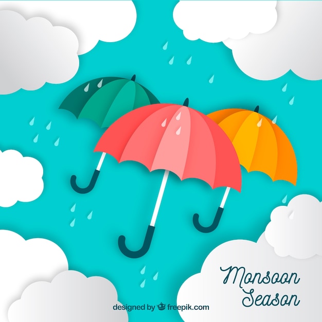 Lovely monsoon season composition with flat design