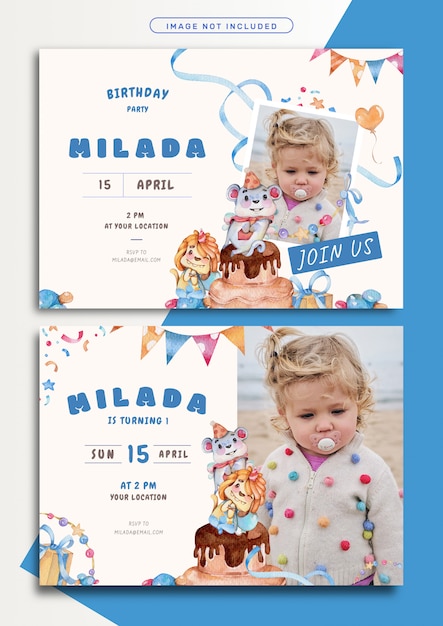 Lovely monster theme birthday invitation card template