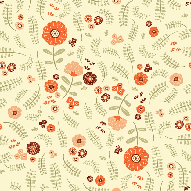 Lovely orange flowers and ferns over warm background