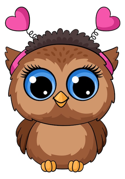 Lovely owl character Cartoon romantic bird mascot