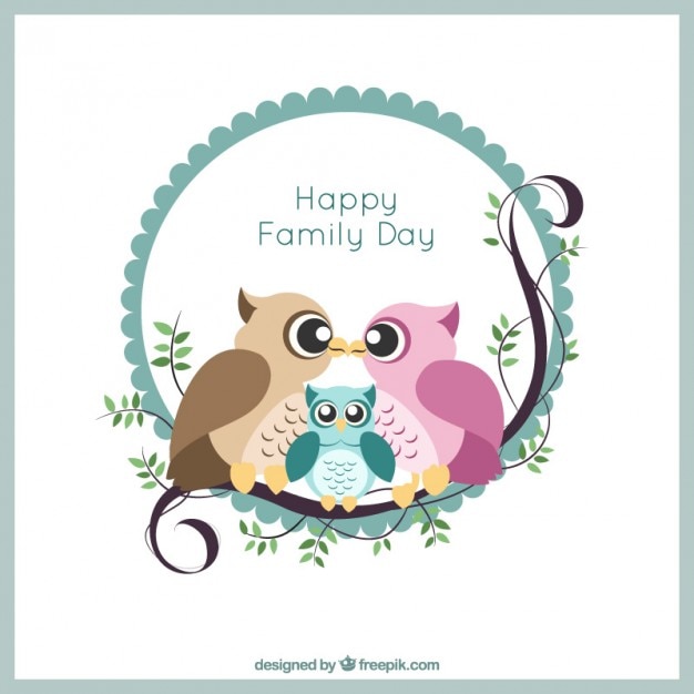 Lovely owls of family day card