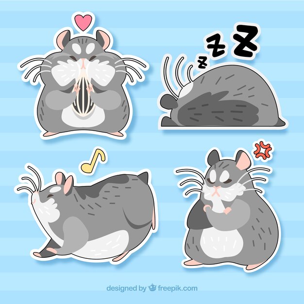 Vector lovely pack of flat mouse stickers