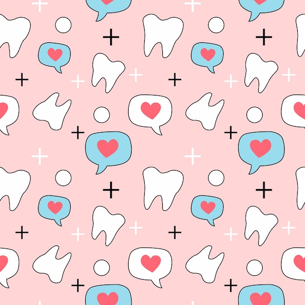 Vector lovely pastel colored love tooth ornament seamless pattern