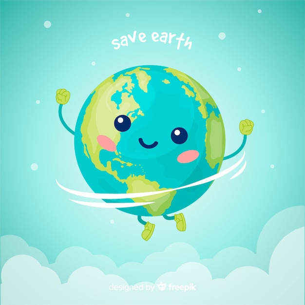 Vector lovely planet earth with cartoon style